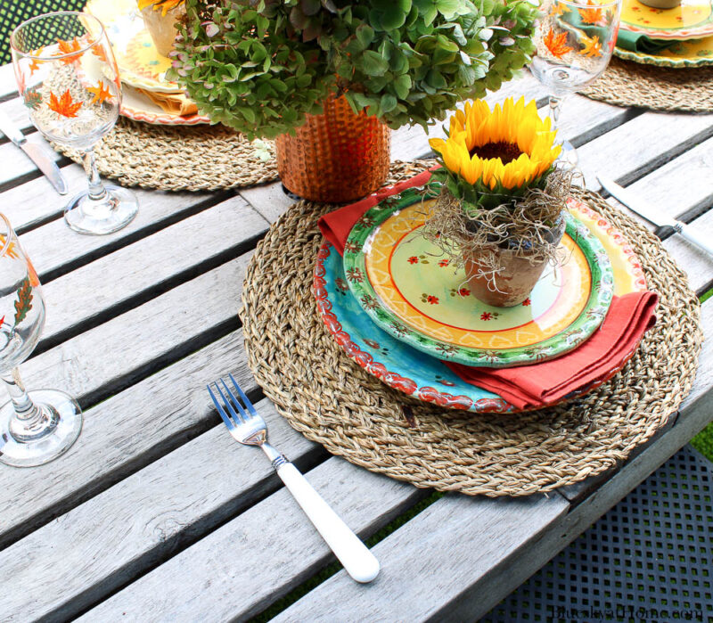 white handle fork with fall place setting