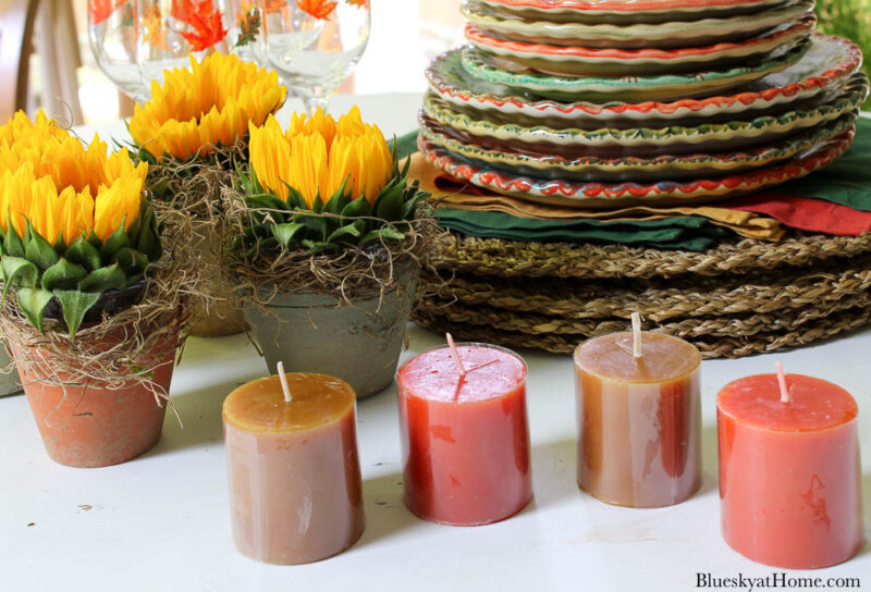 orange and brown votive candles