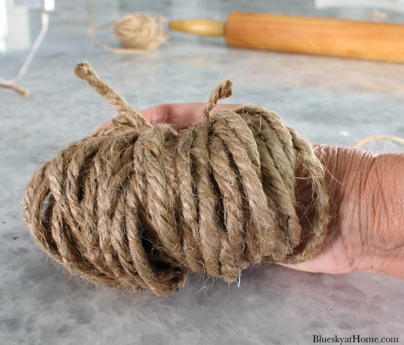 decorated pumpkin with twine