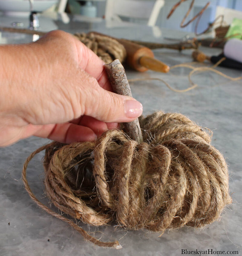 pumpkin made of white twine