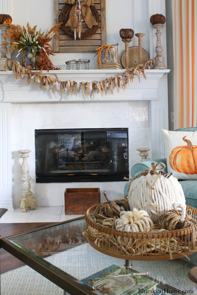 white rope pumpkin and twine pumpkins