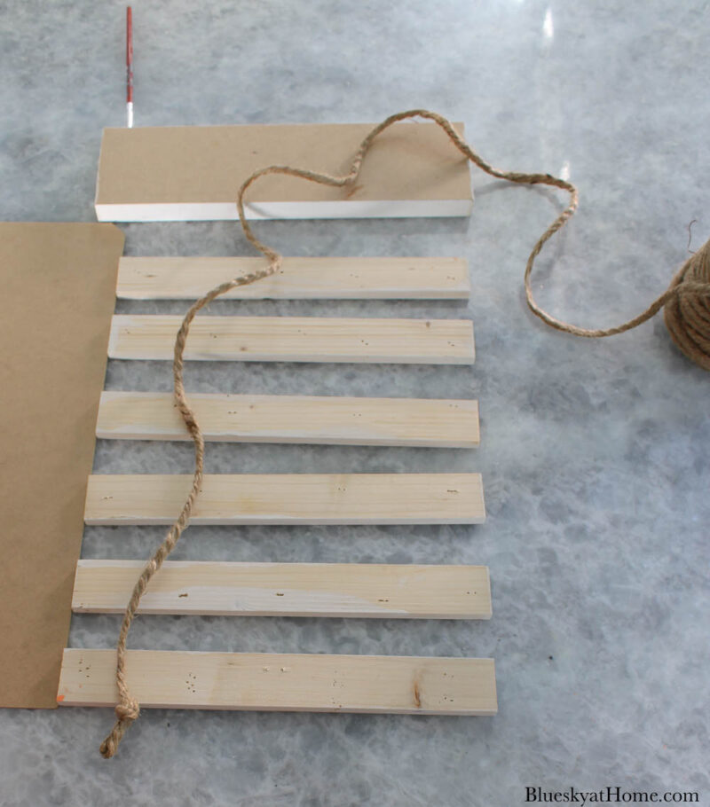 attaching wood slats with jute twig hanger