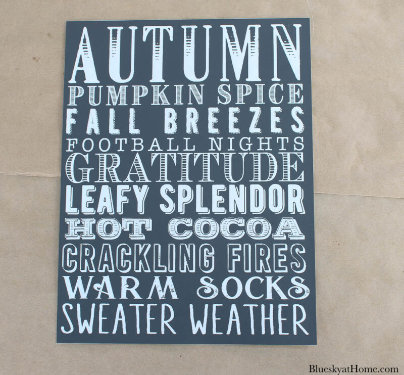 stencil with autumn words