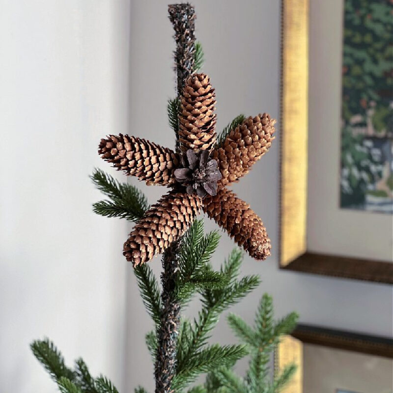 Aluminum Foil Decor on a PineCone Tree