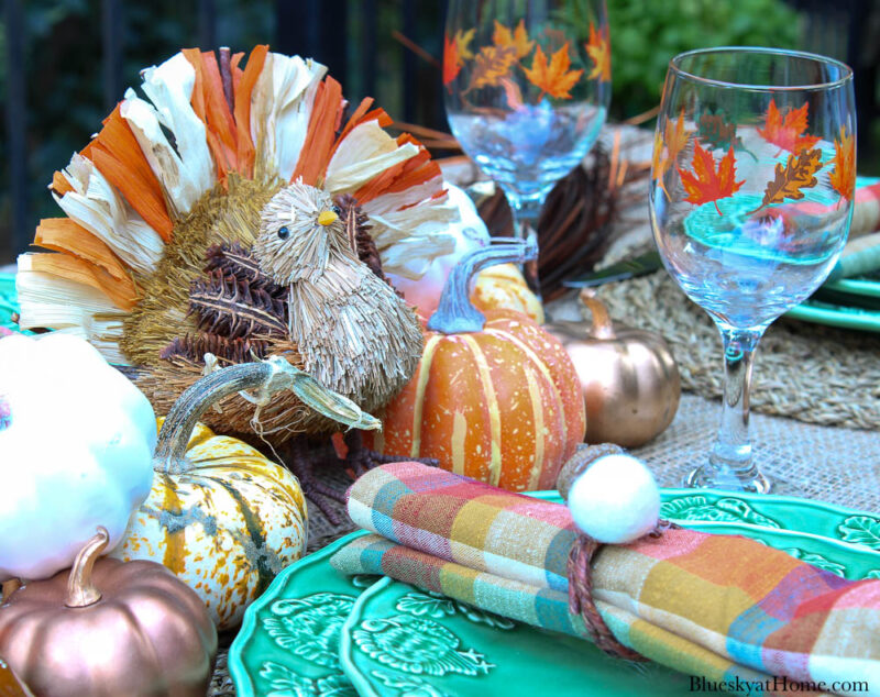 Thanksgiving table centerpiece outside