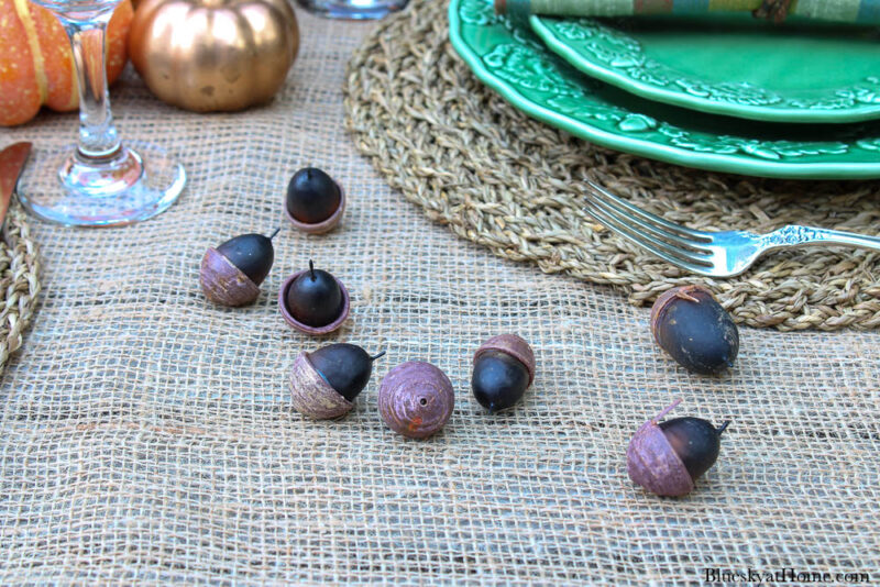 acorns on Thanksgiving table