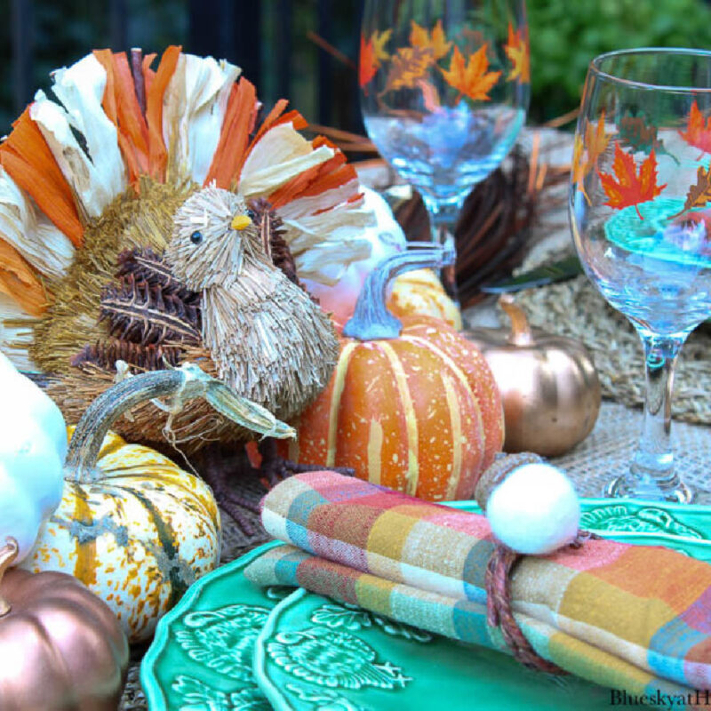 Thanksgiving table with turkey