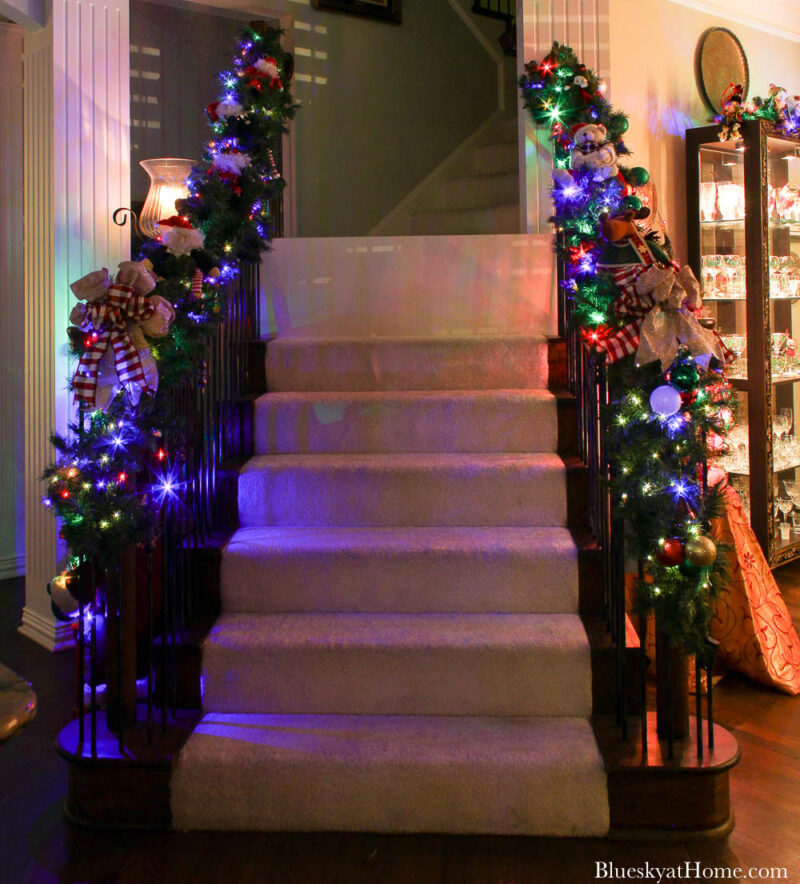 lighted Christmas staircase