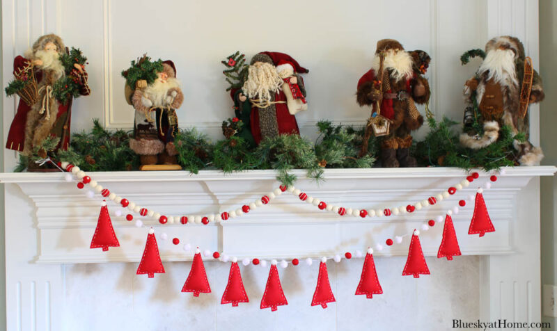 DIY Christmas garlands on the mantel
