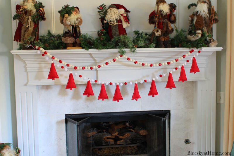 DIY Christmas garlands on the mantel