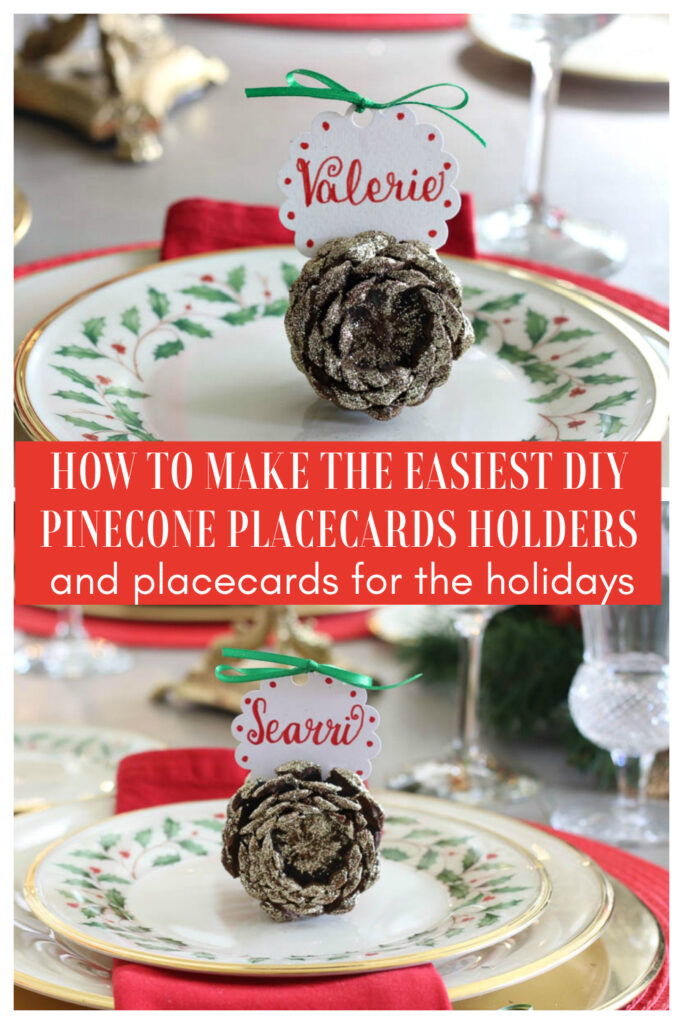 DIY pinecone placecard holders graphic
