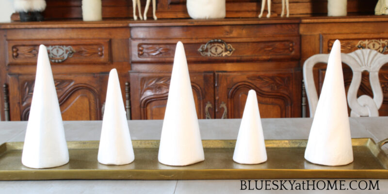 styrofoam cones on tray