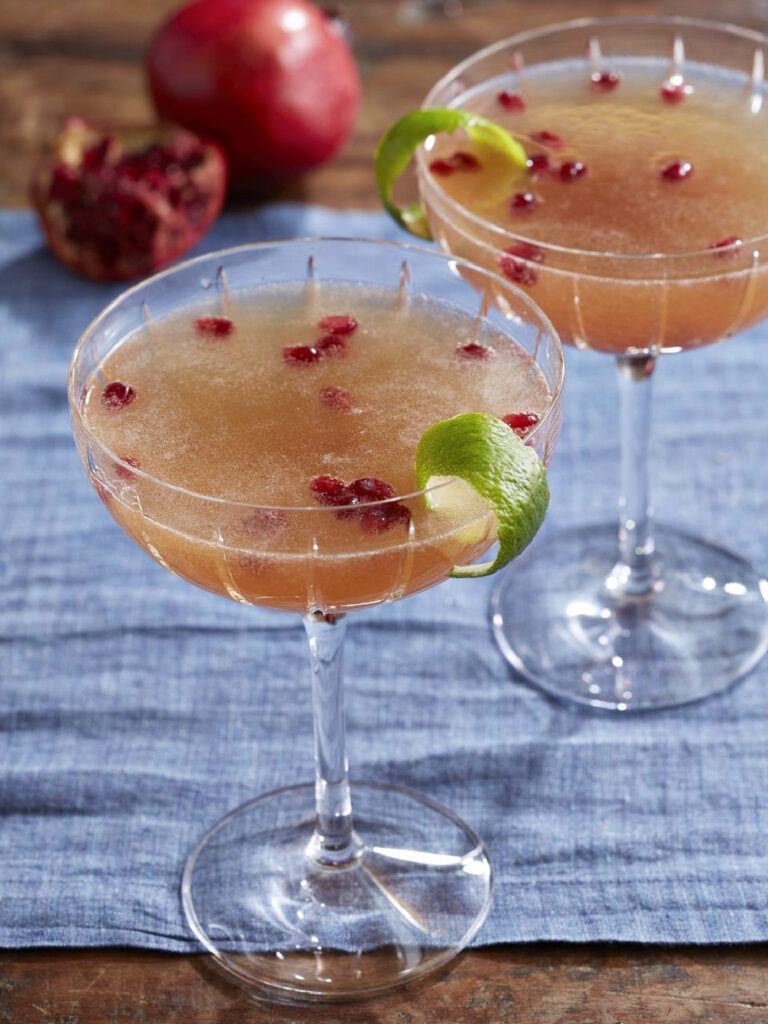 pomegranate French 75 cocktail