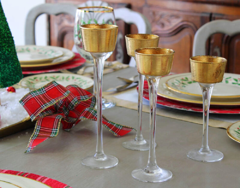 gold stemmed candles