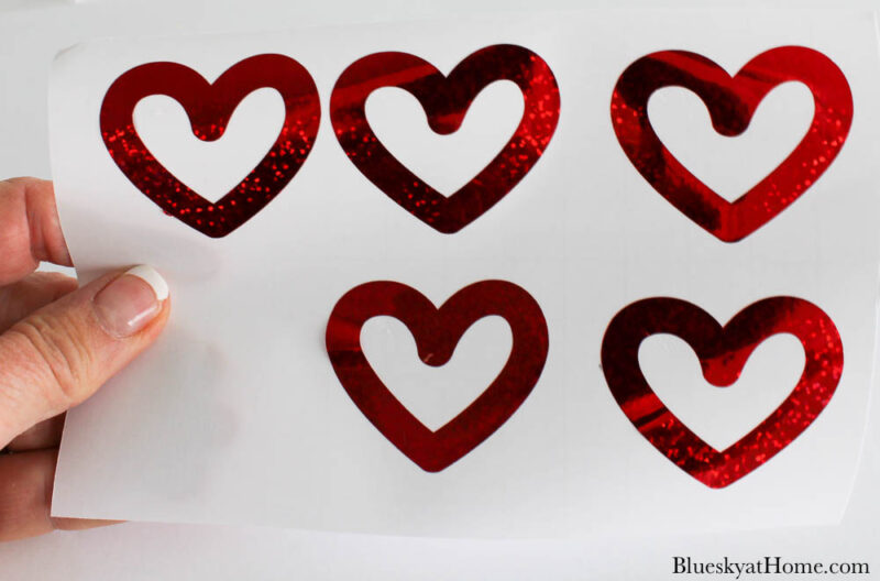 red hearts with sparkling vinyl