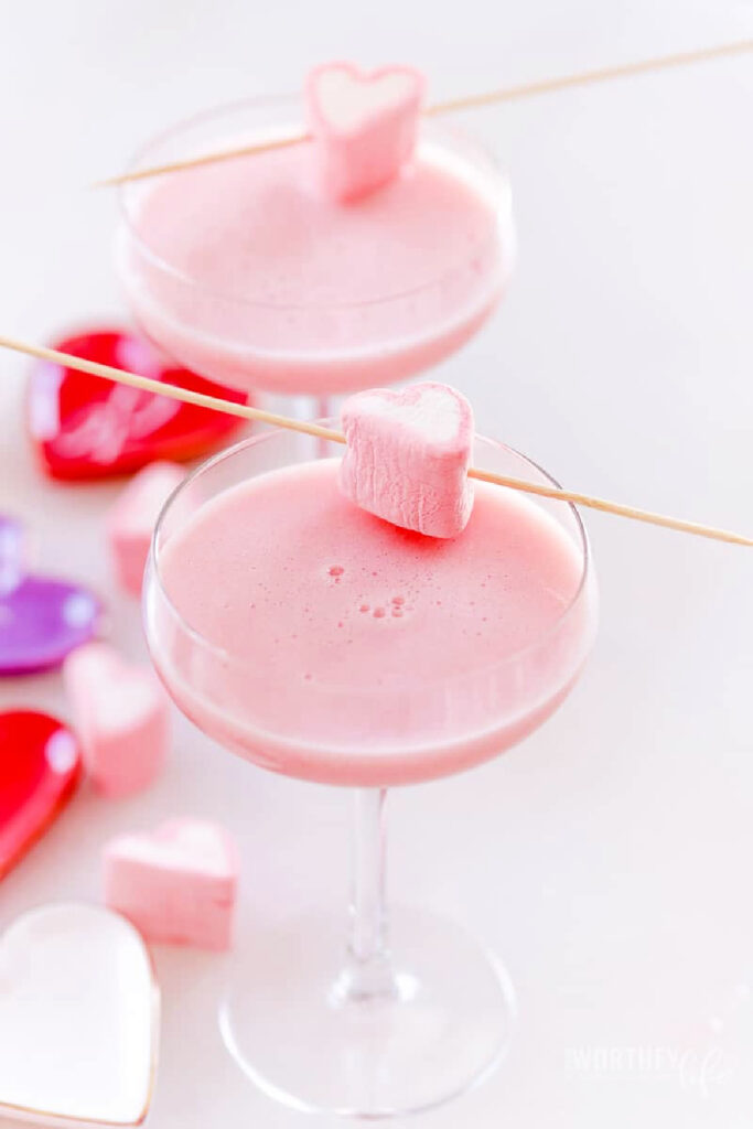 Valentine's pina colada cocktail