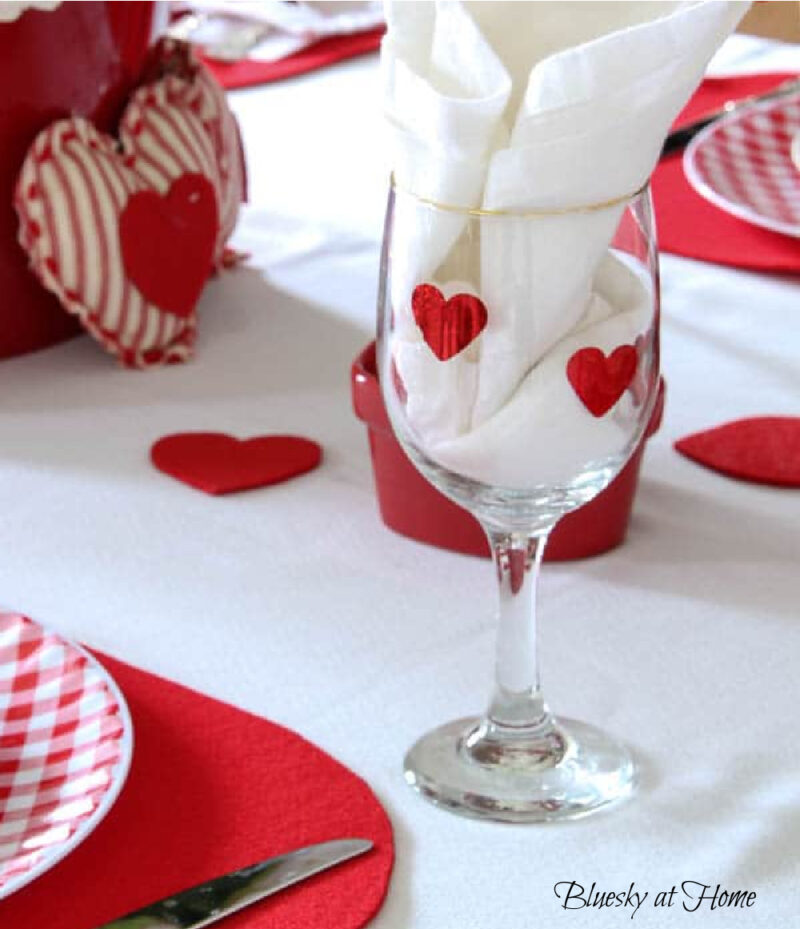 Valentine hearts on wine glass