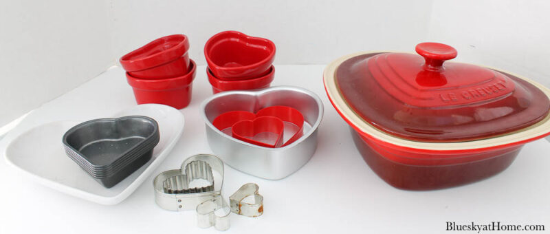 Valentine heart cookie cutters and heart dishes decorations