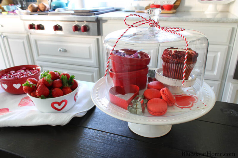 Valentine vignette on kitchen table