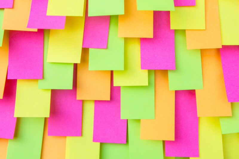 multi- colored post-it notes