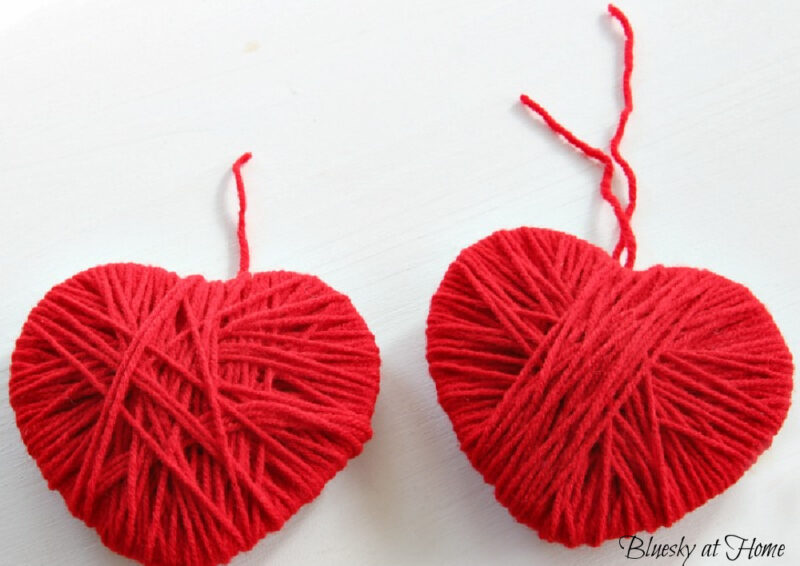 red yarn heart decoration