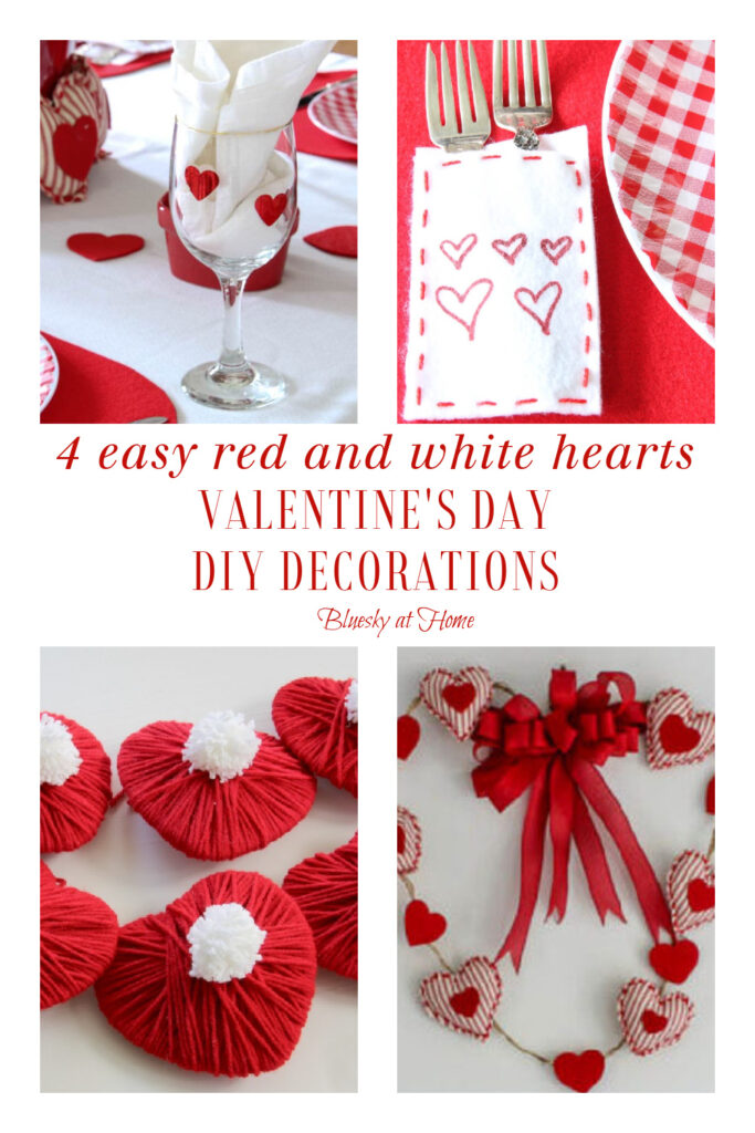 4 Red and White DIY Valentine Heart Decorations