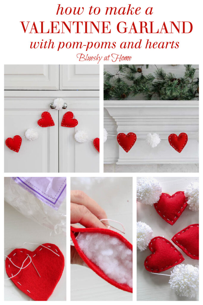 pom-pom and heart Valentine garland
