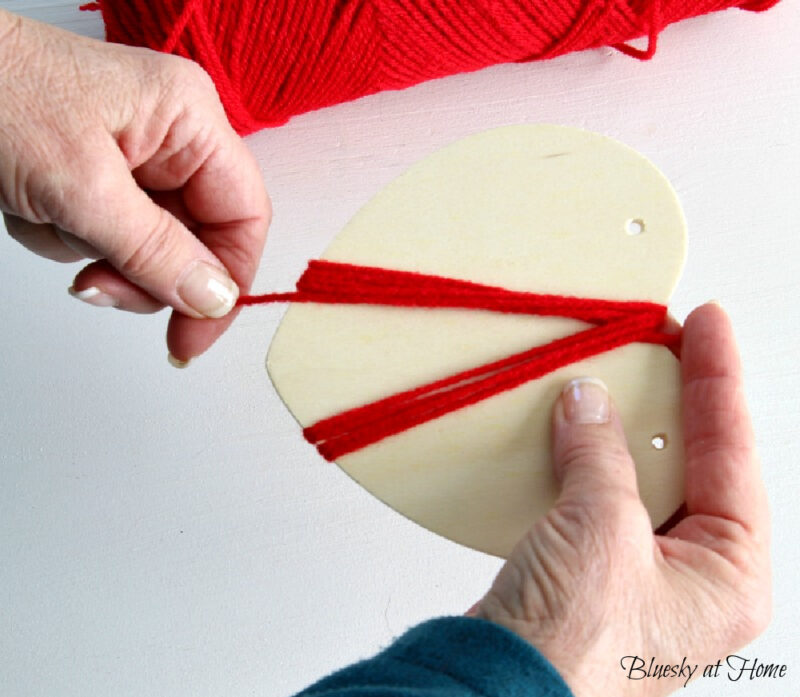 red yarn heart decoration