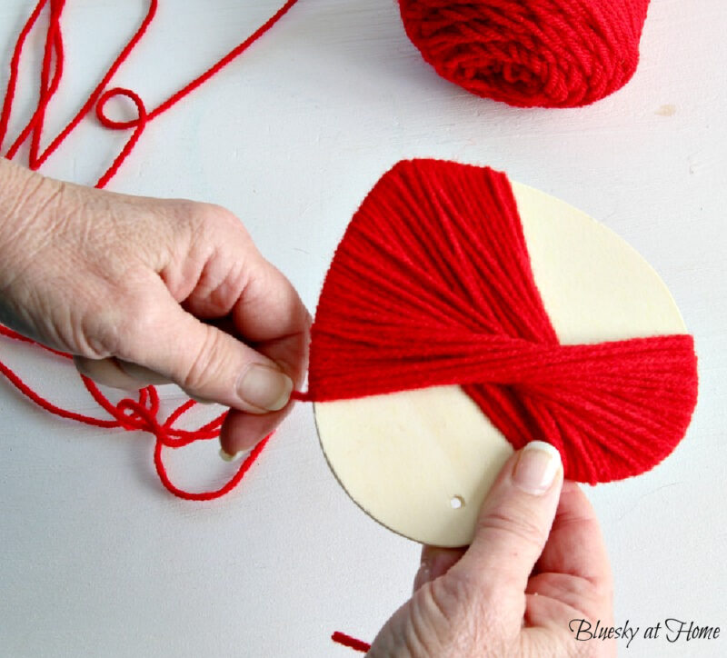 red yarn heart decoration