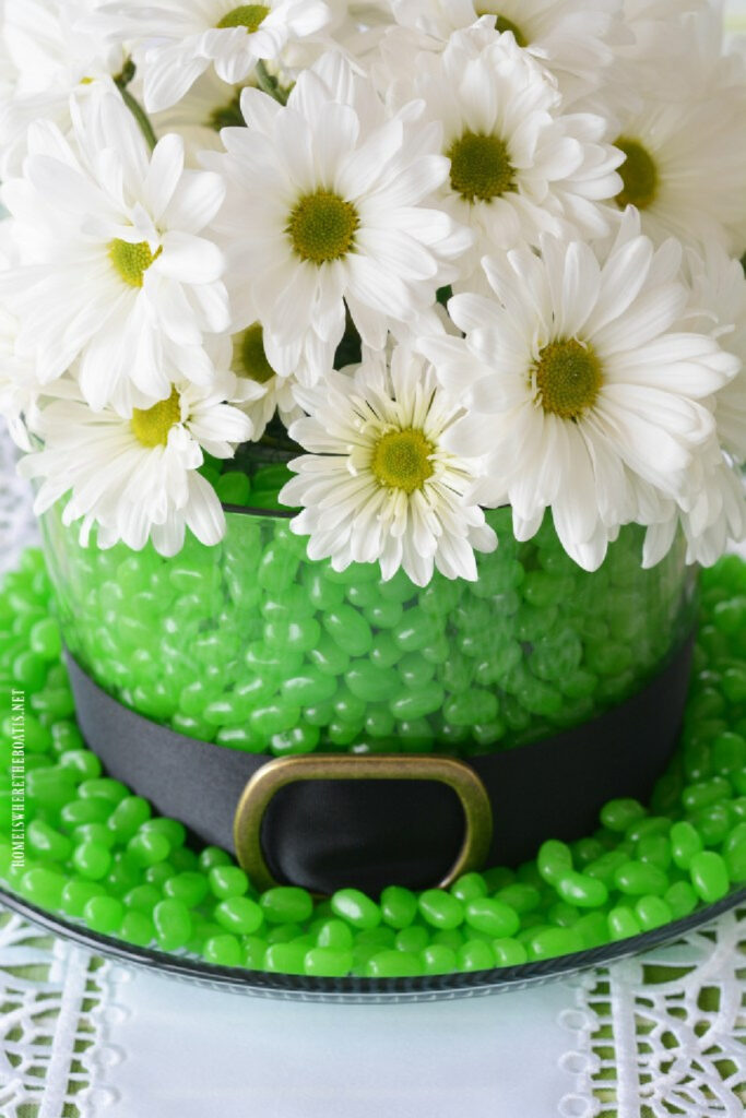 St. Patrick's Day green jelly bean hat centerpiece