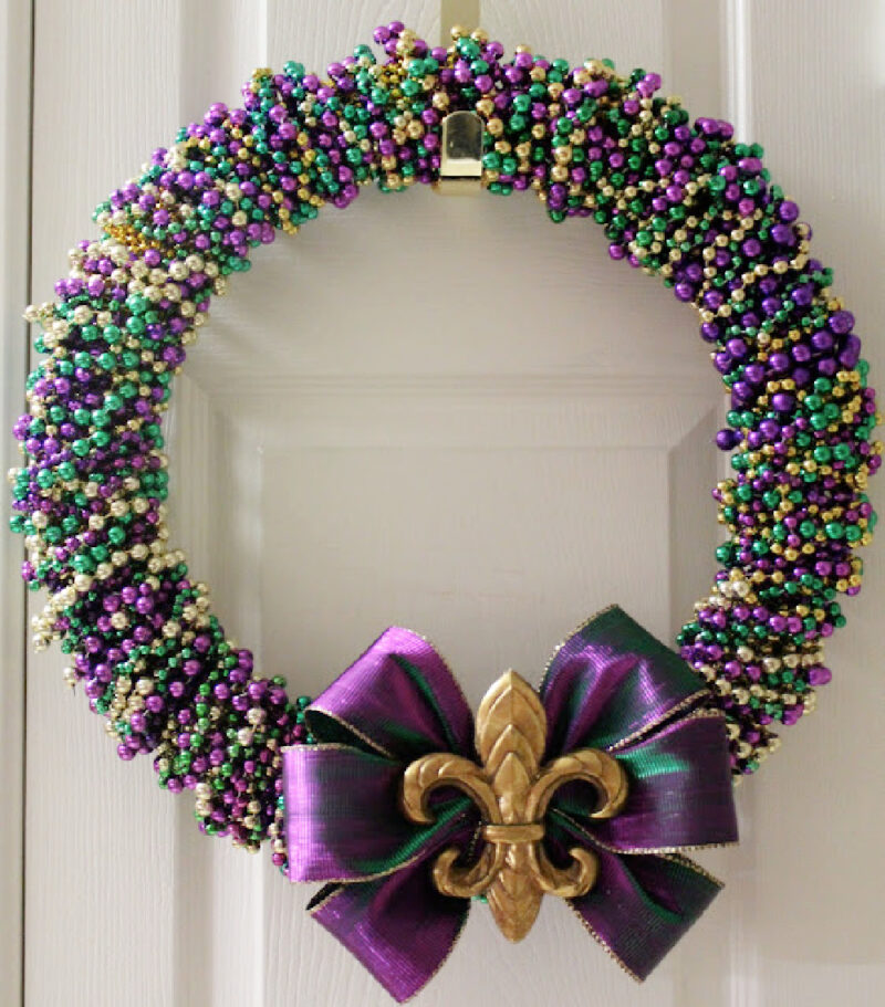 Mardi Gras bead wreath