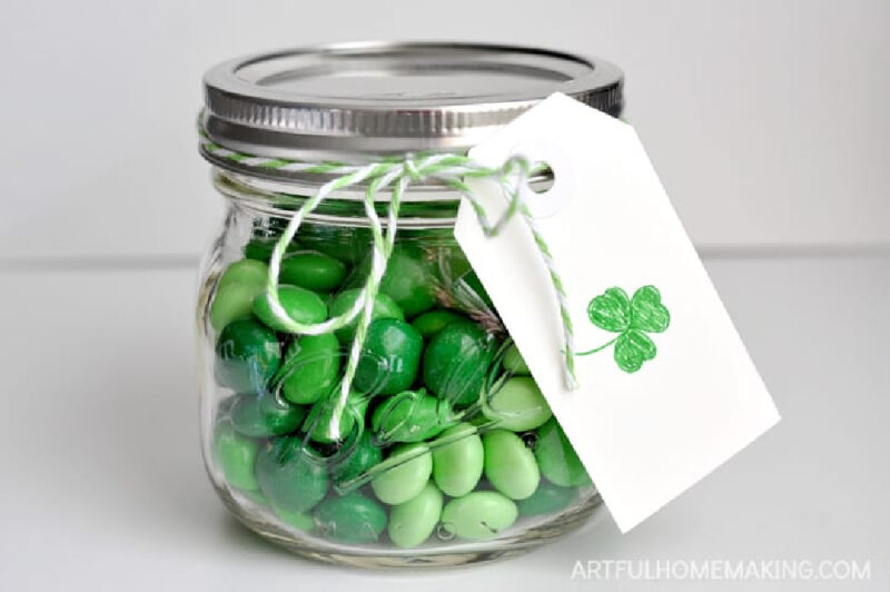 green M & M's in jar