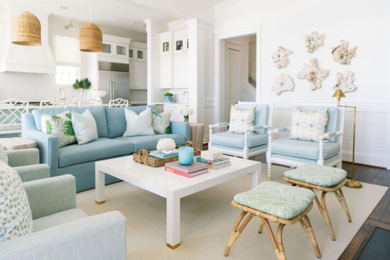 white living room in coastal style
