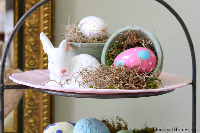 Easter bunny, clay pot and egg