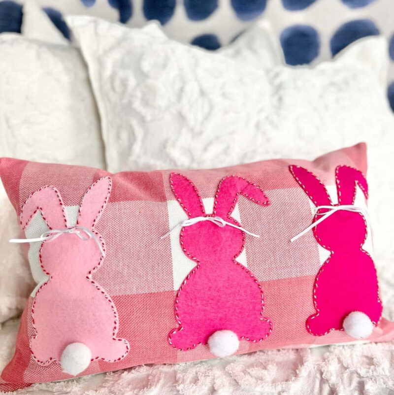 pink bunnies on pillows