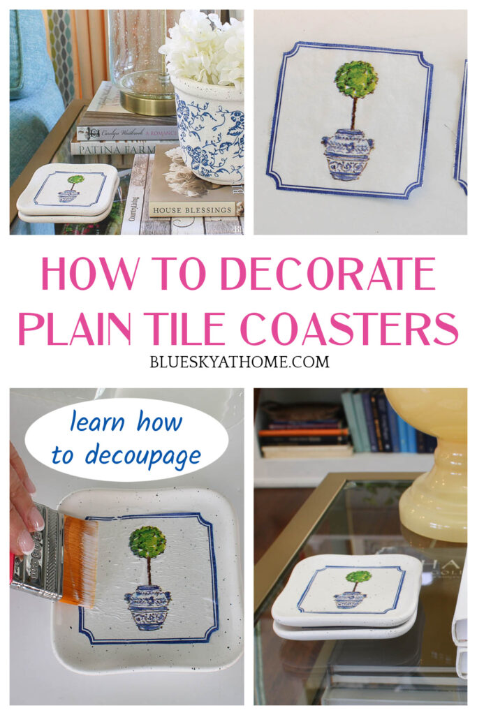 How to Decorate Plain Ceramic Tile Coasters - Bluesky at Home