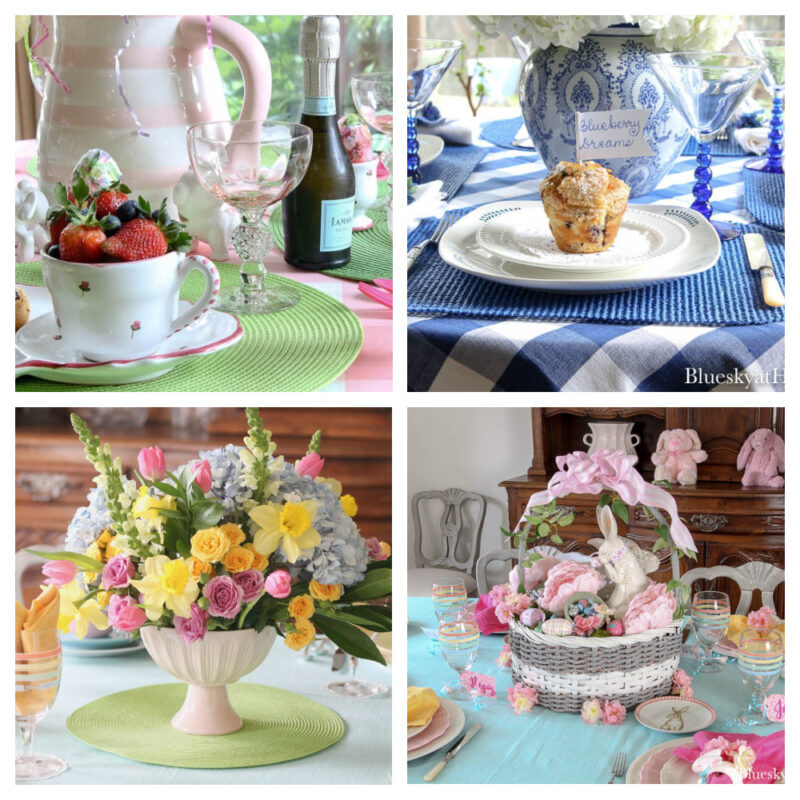 collage of Easter tablescapes