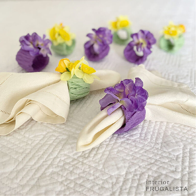 spring DIY project purple and yellow napkin rings