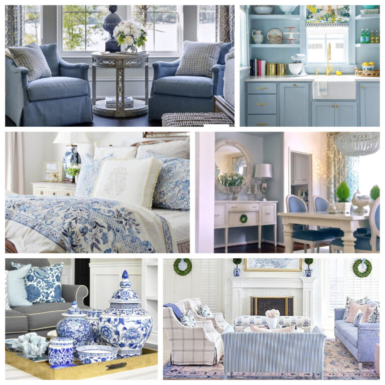 10 ideas for using blue in home decor graphic