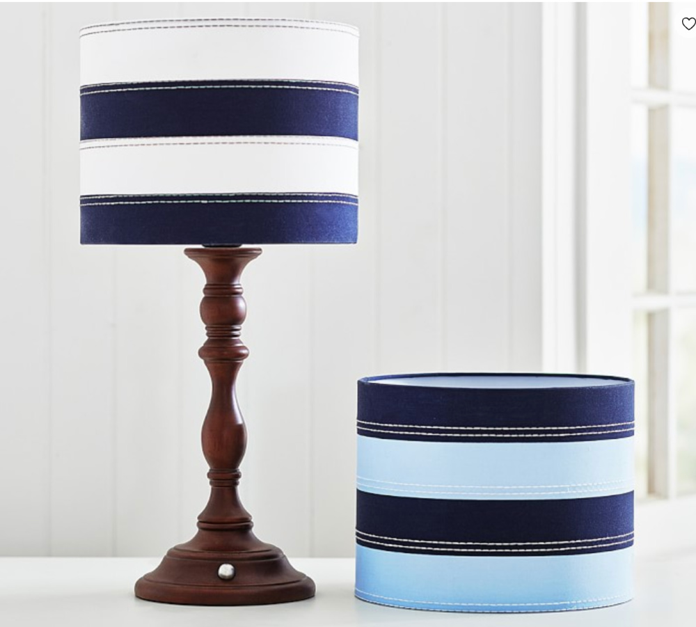 blue and white stripe fabric lamp shade