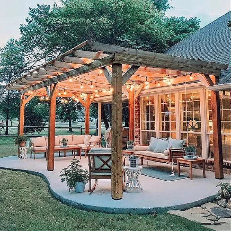lighted outdoor patio