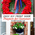 front door wreath and planter for summer