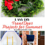 front door DIY wreath and planter for summer