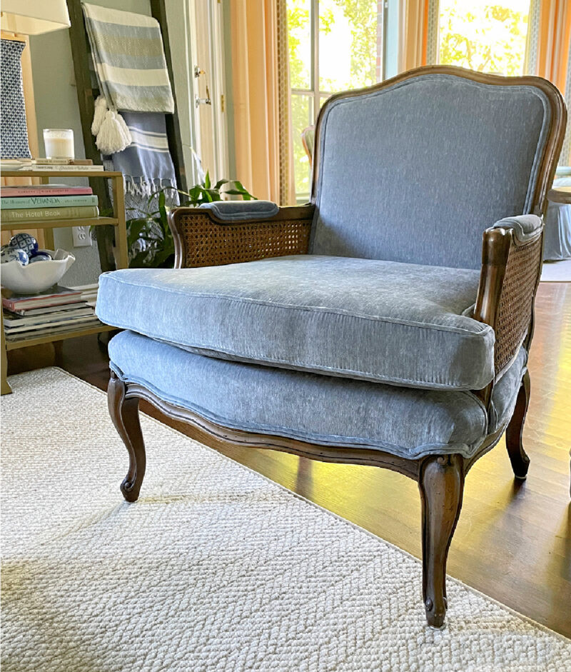 blue accent Bergere chair