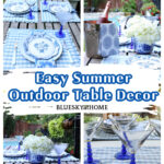 outdoor summer blue tablescape