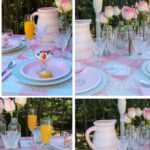 collage of pink summer tablescape images