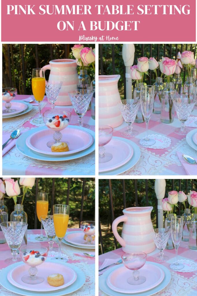 collage of pink summer tablescape images