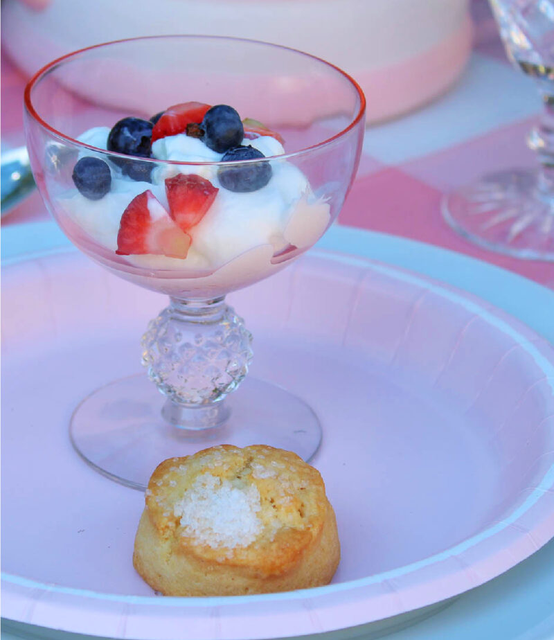 bowl with yogurt and strawberries and blueberries