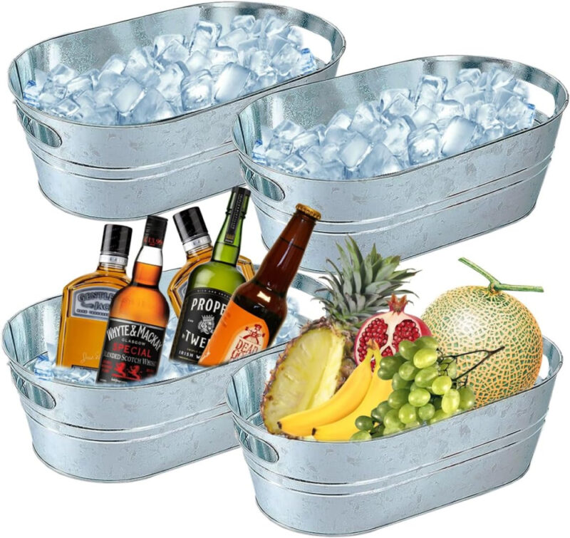 set of 4 galvanized tubs