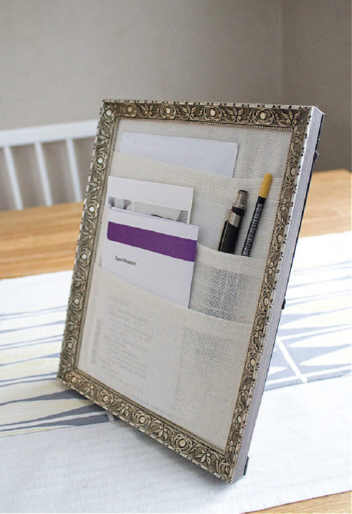 simple picture frame made into organizer